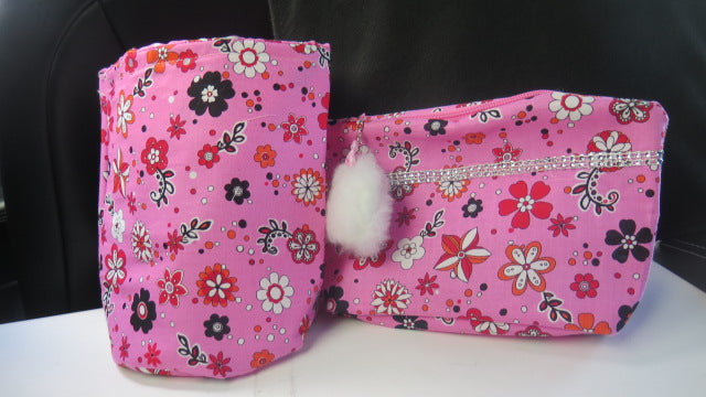 2 pink cosmetic bags