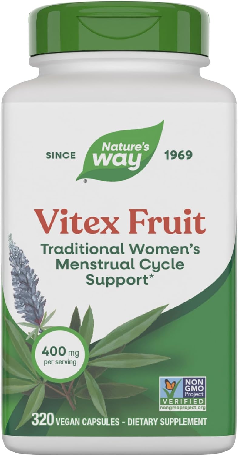 Nature's Way Vitex Fruit (Chasteberry) 400mg – Traditional Support for Menstrual Cycle & Hormonal Balance (100 Vegan Capsules)