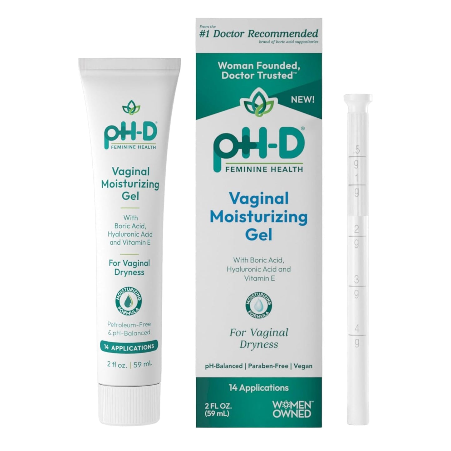 pH-D Boric Acid Moisturizing Vaginal Gel with Hyaluronic Acid & Vitamin E – pH Balance, Dryness Relief & Feminine Comfort (2 oz, 14 Applications)