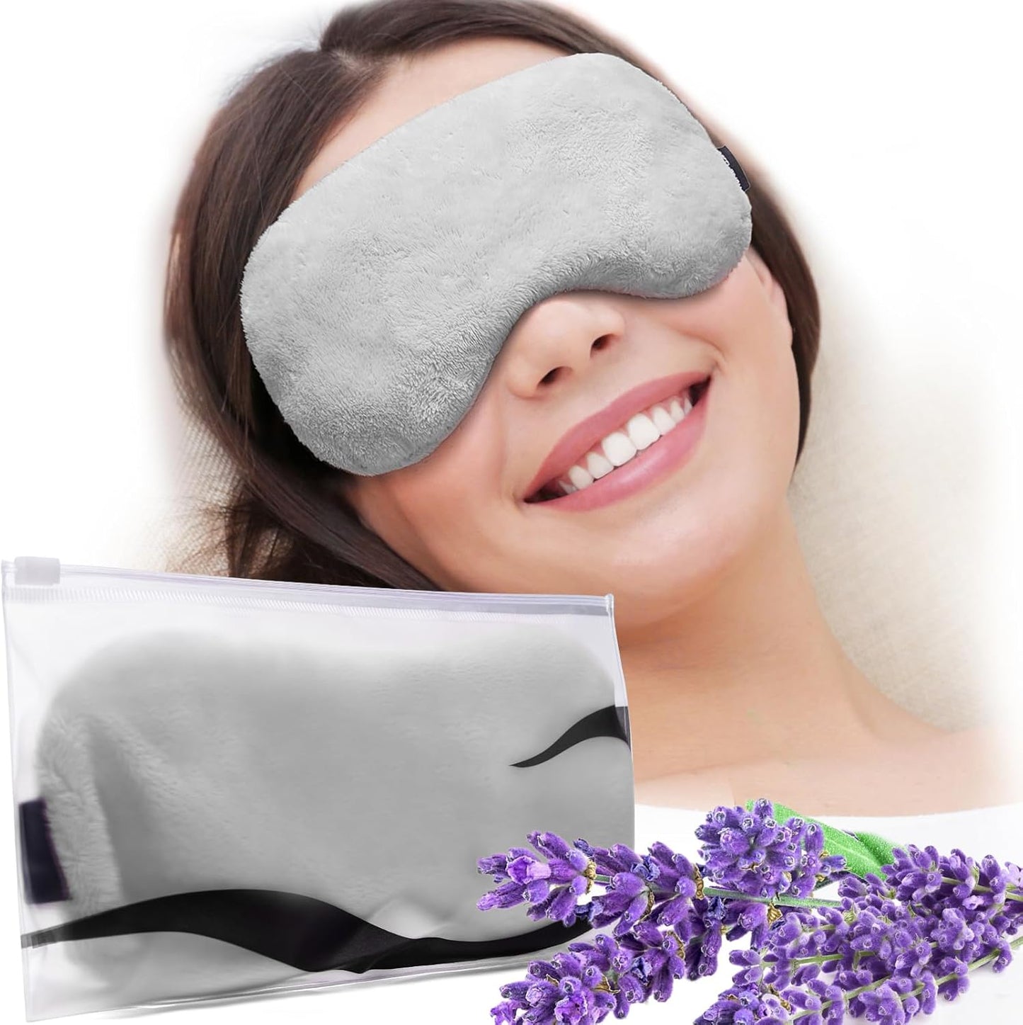 Umisleep Lavender Aromatherapy Weighted Eye Mask – Hot/Cold Therapy for Sleep, Migraines & Relaxation (Grey)