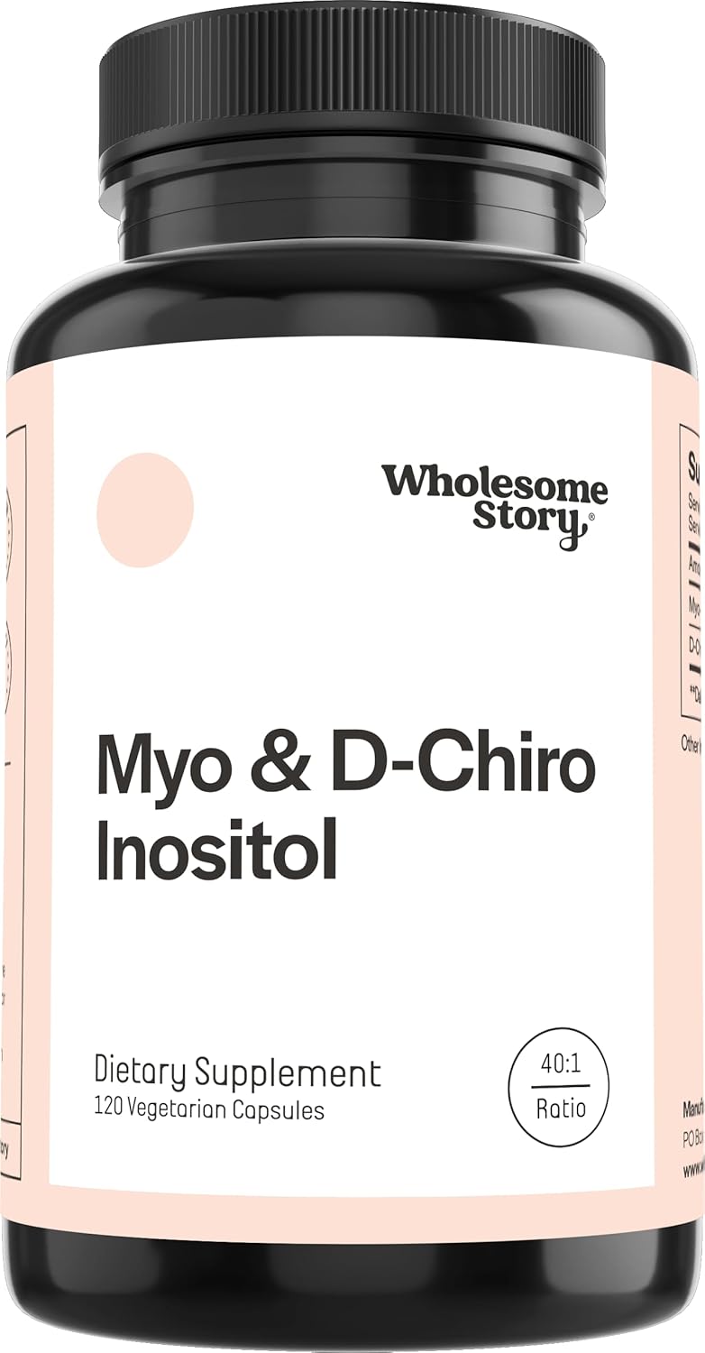 Wholesome Story Myo-Inositol & D-Chiro Inositol Blend – 40:1 Ratio for Hormonal Balance, Ovarian Health & Fertility Support (120 Capsules)
