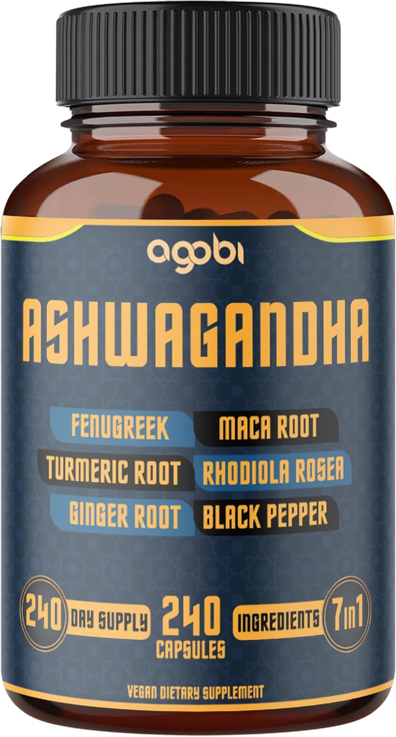 7-in-1 Ashwagandha + Fenugreek + Maca Complex – Extra Strength Daily Adaptogen Blend for Energy, Mood & Performance