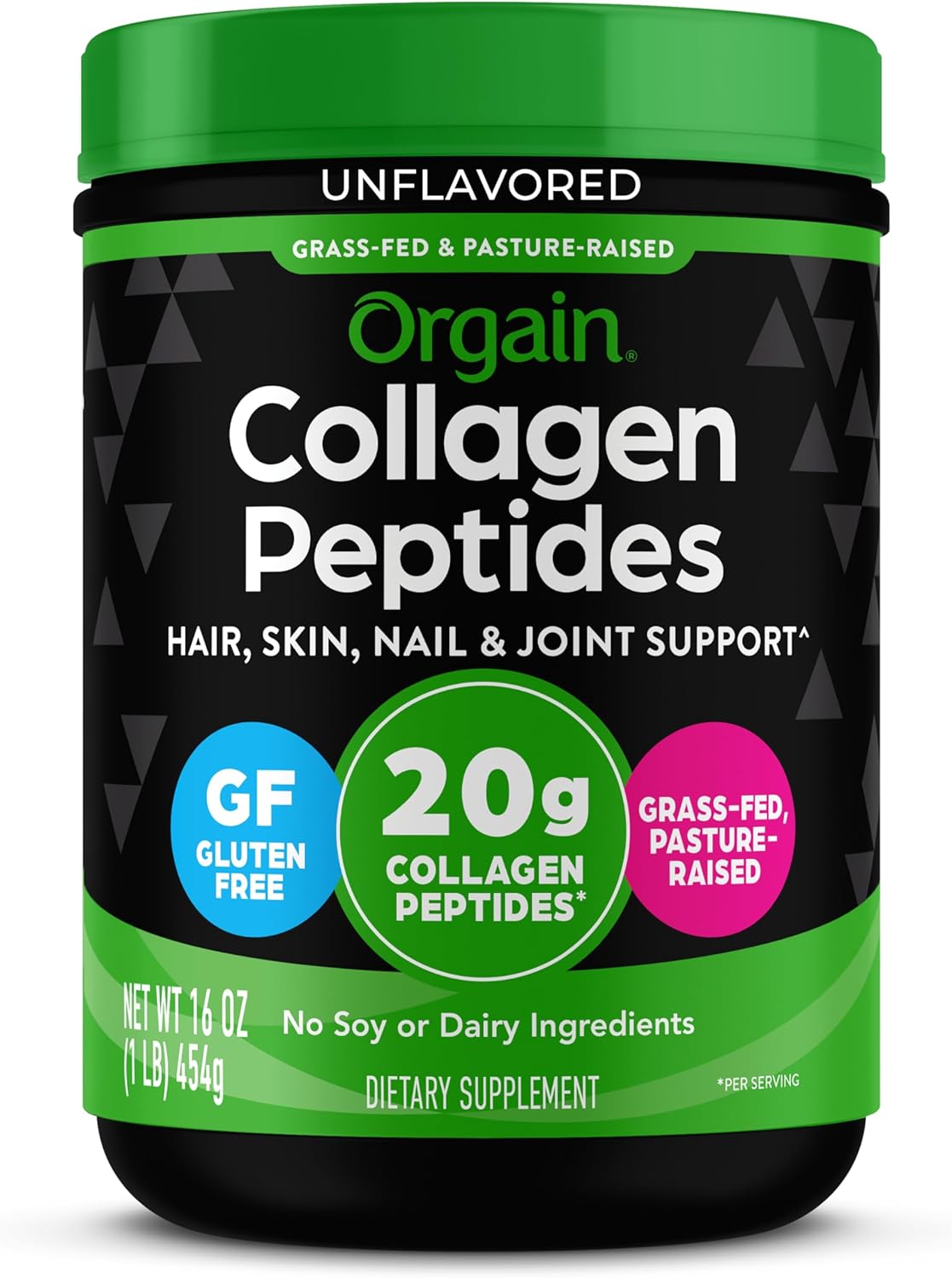 Orgain Grass-Fed Pasture-Raised Hydrolyzed Collagen Peptides Powder – Unflavored for Shakes, Smoothies & Daily Protein Boost (1.25 lb)