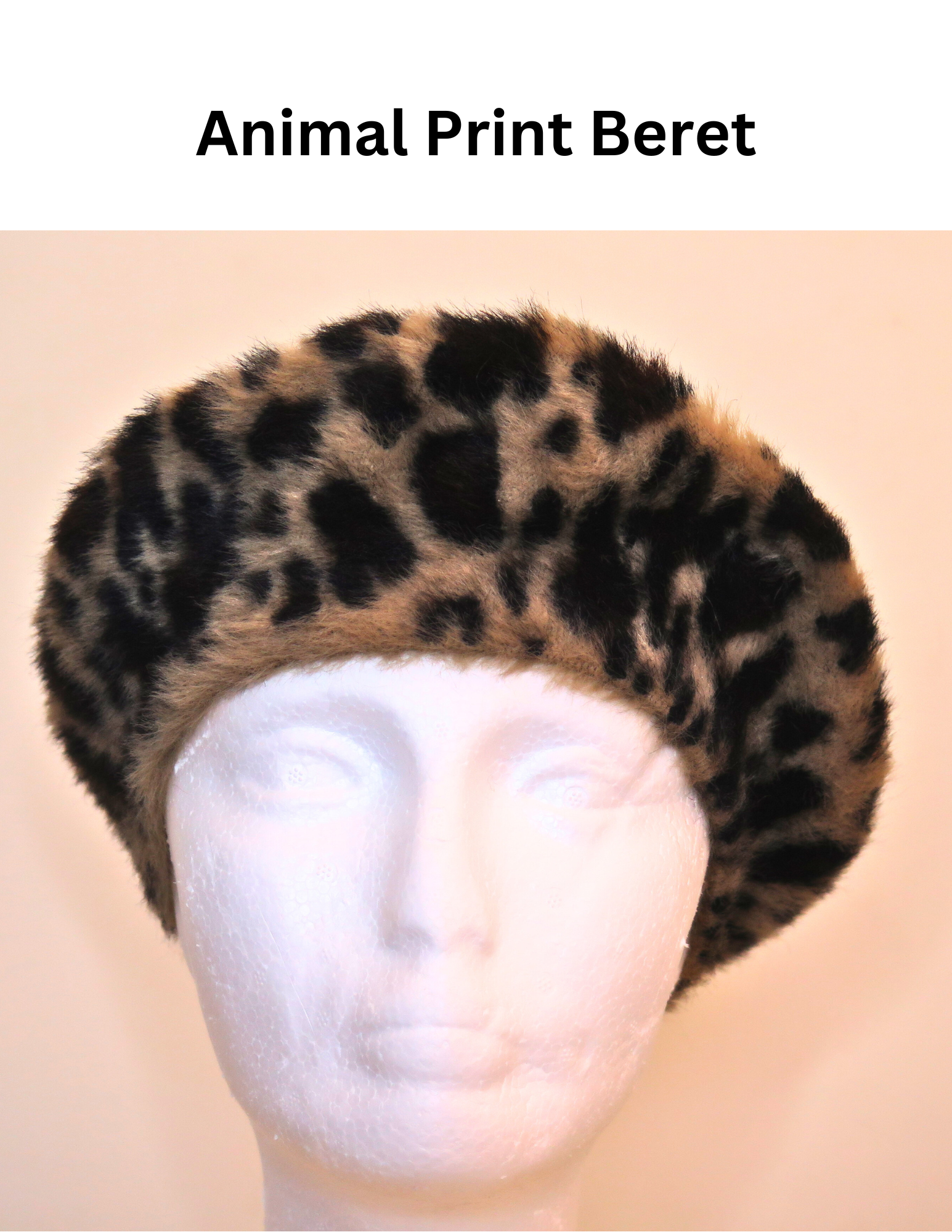 Leopard print beret.animal print beret by Nesy