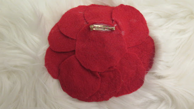 back of red brooch