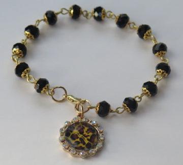 Black Bracelet animal print Charm