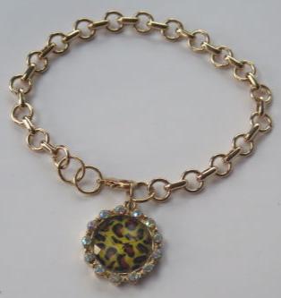 Gold Bracelet with animal print charm