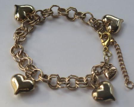 Gold Heart Charm Bracelet for women