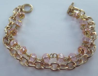 Gold Pink Double Bracelet