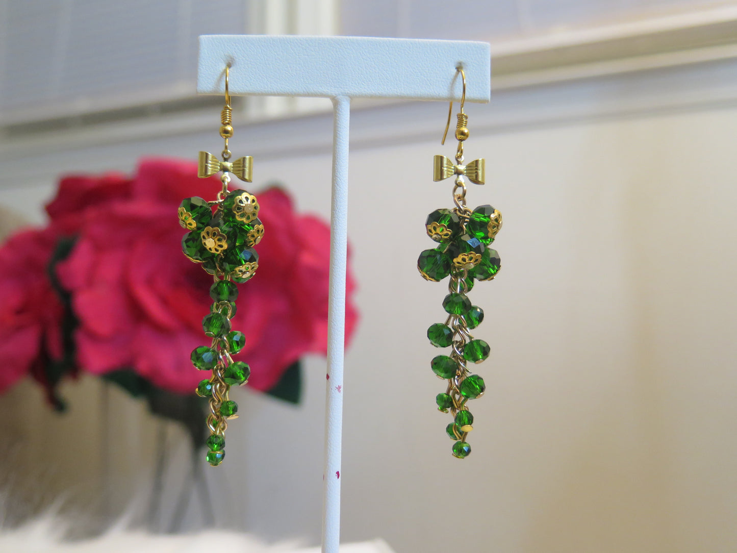 green cluster earring