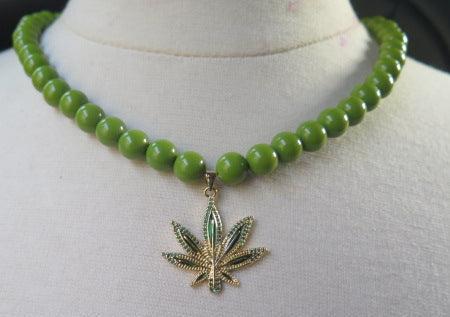 Green string Olive necklace