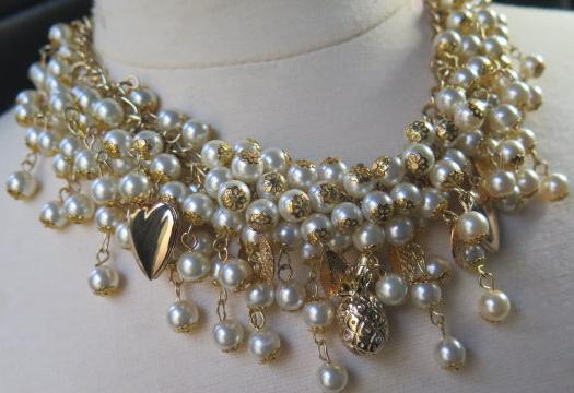 handmade Pearl cluster necklace