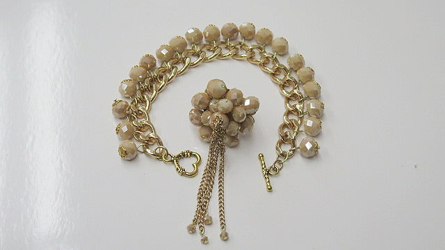 Handmade Bracelet Ring Set/ Gold Color Bracelet Ring Jewelry Set