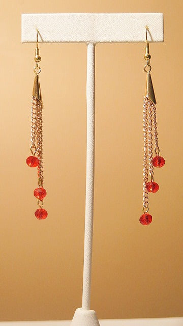 Long red beaded sassy earrings for women