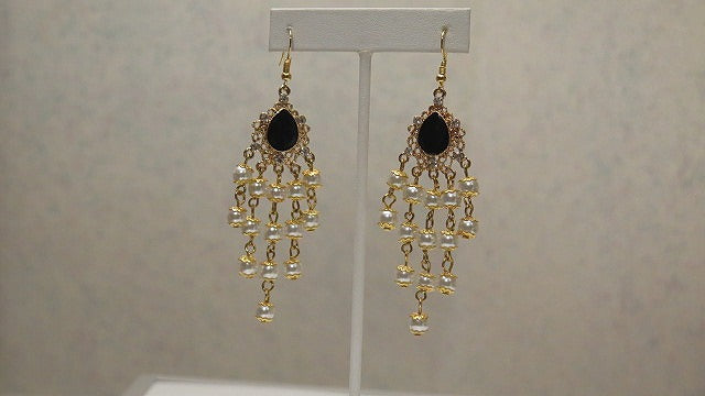Black chandelier drop earrings for women