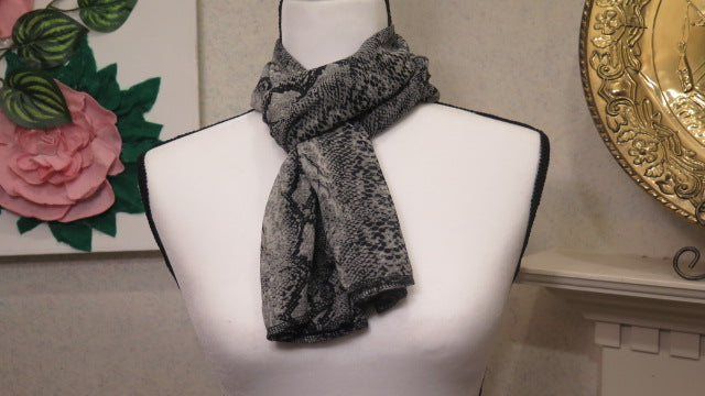 Greyish Animal Print Scarf/ Handmade Animal Print Scarf/ Scarf For Women