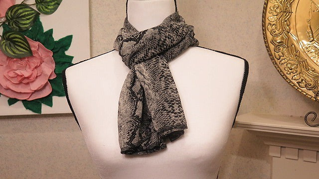 Greyish Animal Print Scarf/ Handmade Animal Print Scarf/ Scarf For Women