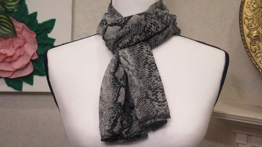 Greyish Animal Print Scarf/ Handmade Animal Print Scarf/ Scarf For Women
