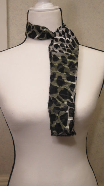 Greenish Grey Leopard Scarf / Handmade Scarf/ Handmade animal Print Scarf For Women.