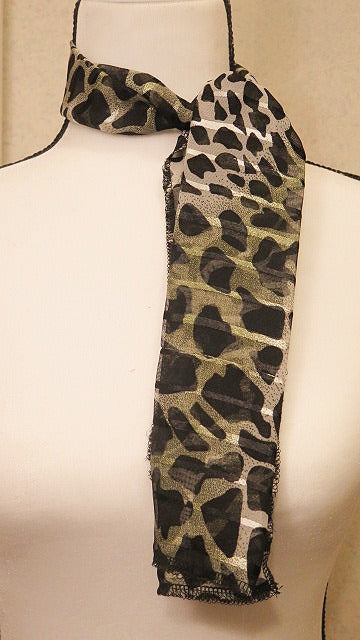 Greenish Grey Leopard Scarf / Handmade Scarf/ Handmade animal Print Scarf For Women.