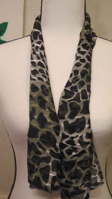 Greenish Grey Leopard Scarf / Handmade Scarf/ Handmade animal Print Scarf For Women.