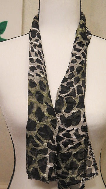 Greenish Grey Leopard Scarf / Handmade Scarf/ Handmade animal Print Scarf For Women.