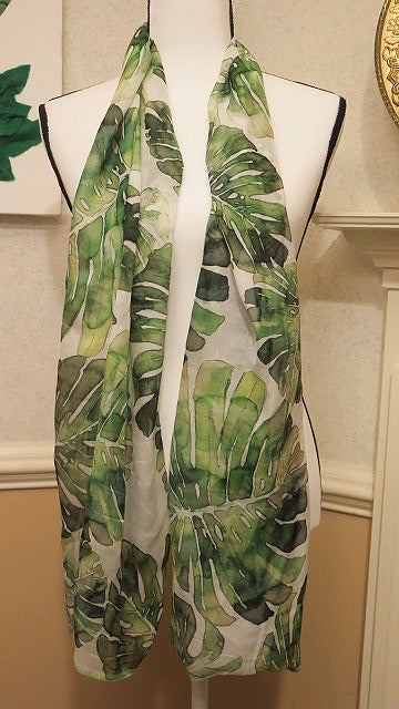 Handmade Green Leaf Scarf/ Handmade Scarf For Women