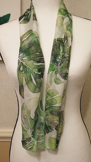 Green Leaf Scarf/ Handmade Green Scarf For Women