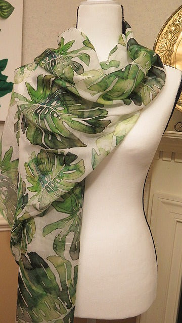 Handmade Green Leaf Scarf/ Handmade Scarf For Women