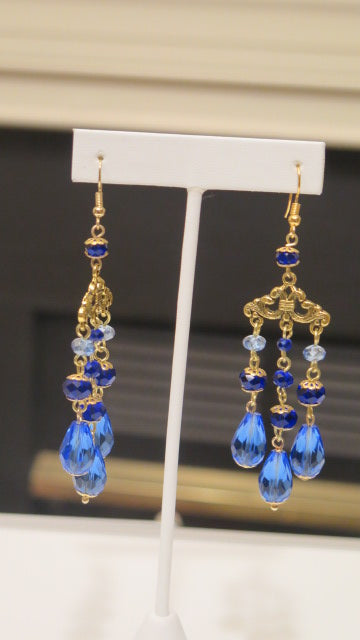 Blue Chandelier Earring/ Handmade Earring For Women/Blue Earring