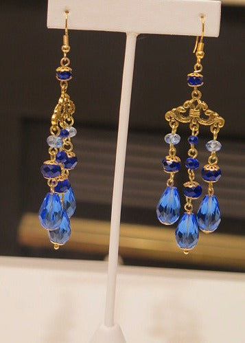 Blue Chandelier Earring/ Handmade Earring For Women/Blue Earring