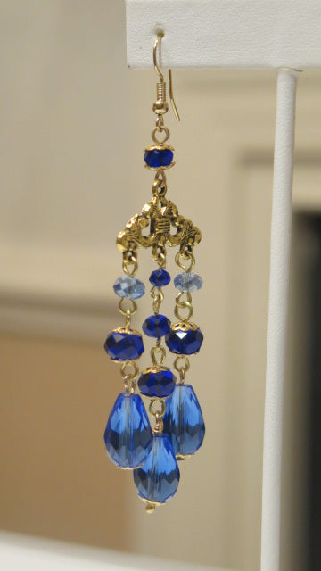 Blue Chandelier Earring/ Handmade Earring For Women/Blue Earring