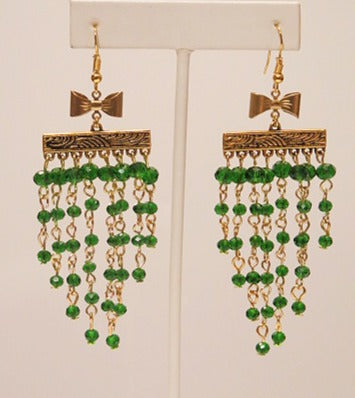 Green Chandelier Earring/ Handmade Earring For Women/ Green Vintage Earring
