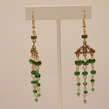 Green Chandelier Earring/ Handmade Green Earring For Women/ Handmade Green Vintage Inspired Earring