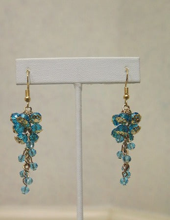 Blue grape inspired cluster drop earrings for women