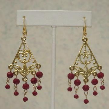 Red Chandelier Earring/Victorian-Inspired Earring/ Red Vintage Inspired Earring/ Red Victorian Inspired Earring/ Red Chandelier Earring