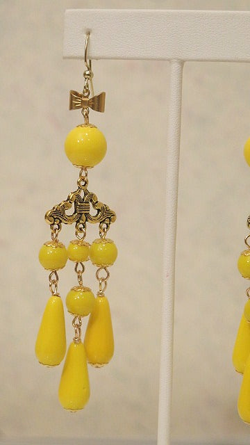 Yellow Chandelier Earring/ Yellow Vintage-Inspired Earring/ Yellow Earring?/Yellow Victorian-Inspired Earring/ For Women