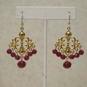 Red Chandelier Earring/ Victorian-Inspired Earring / Red Party Earring/ Red Vintage Earring/ Red Earring