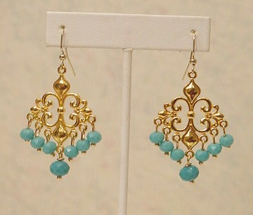 Turquoise Blue Earring/ Victorian-Inspired Turquoise Earrings/ Turquoise chandelier Earring/ Blue Turquoise Vintage Earring