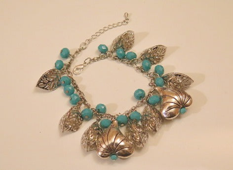 Silver Blue Sea-Inspired Charm Bracelet/ Silver Charm Bracelet/ Silver Bracelet/Sea-Inspired Charm Bracelet