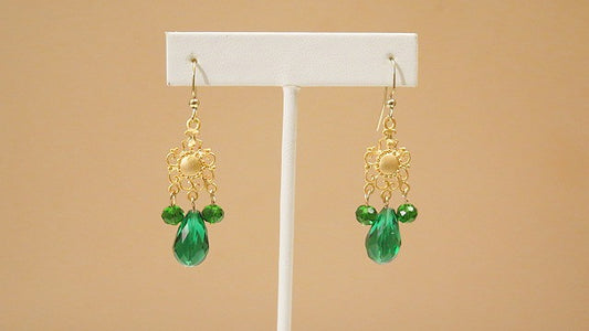 Green Chandelier Earring/ Green Victorian-Inspired Earrings / Green Vintage-Inspired Earring For  Professional Women