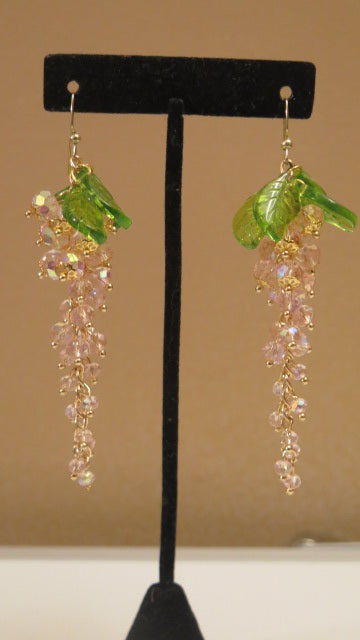 Pink Grape-Inspired Earring / Special Cluster Earrings/ Pink Earring/ Long Pink Earrings
