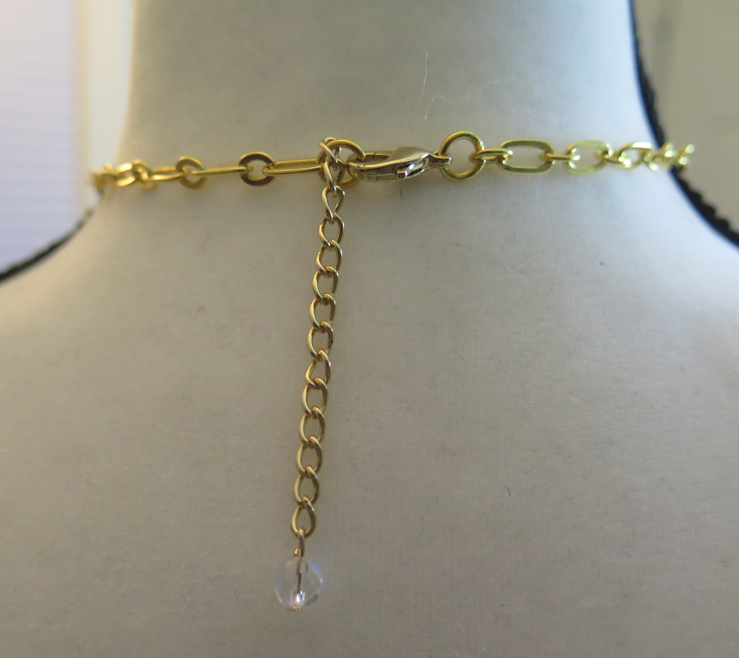 Gold Necklace With Black Pendant/ Black Pendant Necklace/ Gold Necklace