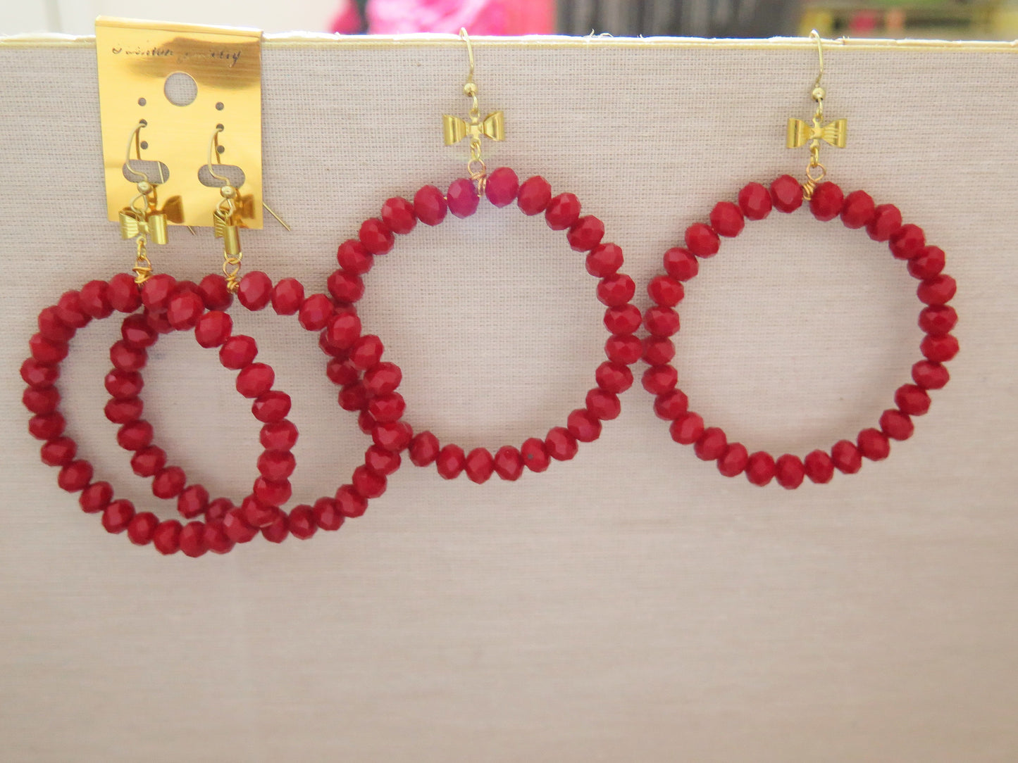 Red Hoop Earring/ Bow Red Hoop Earring/ Hoop Earring/ Red Hoop Earring