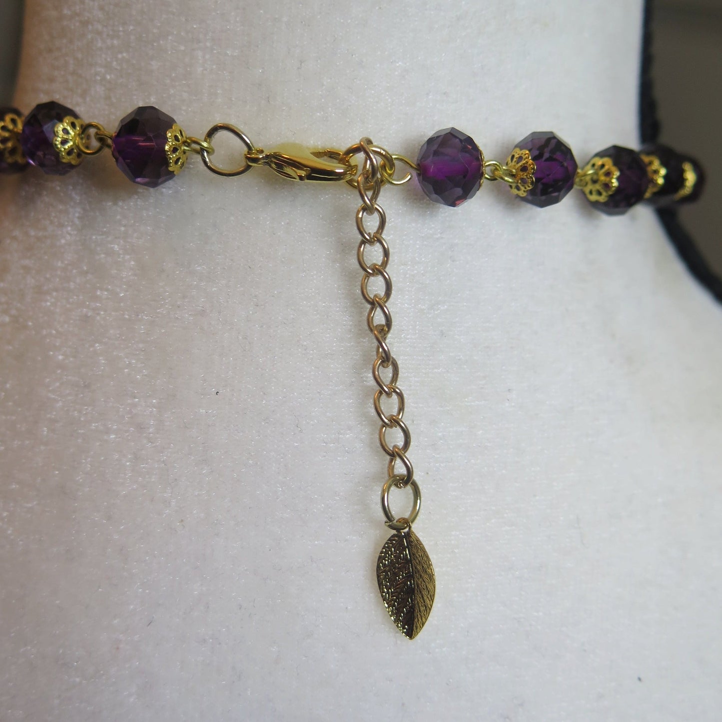 Purple Beaded Necklace with Round Pendant for Women
