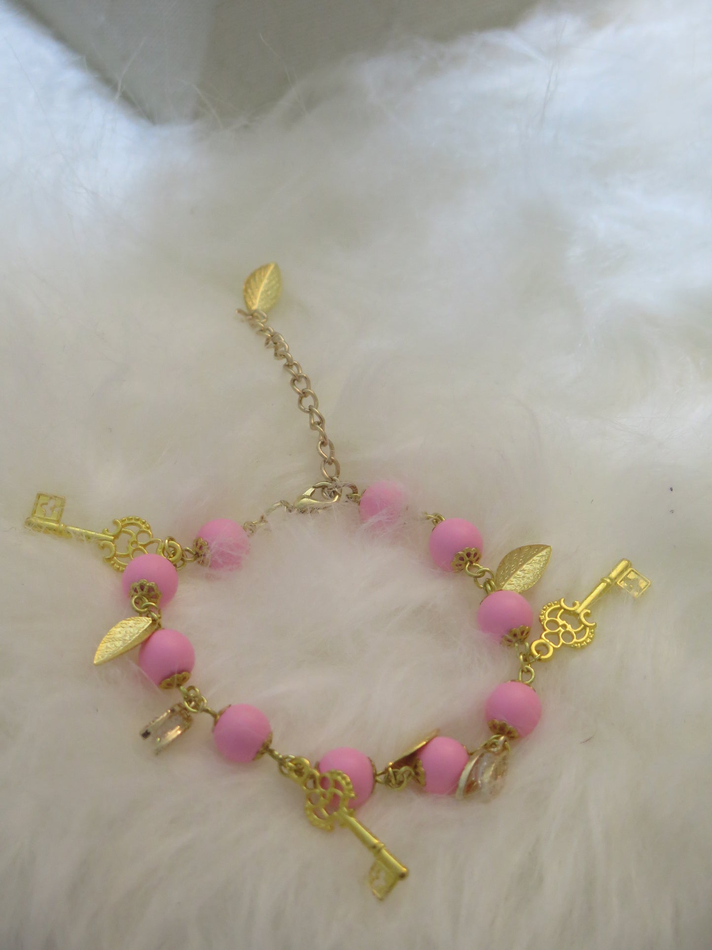 Pink Charm Bracelet/ Wired Pink Bracelet with Charms. Charm bracelet