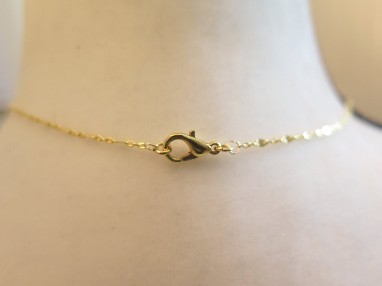 Sparkling Blue Necklace/ Gold Necklace With Sparkling Blue Pendant/Gold Necklace