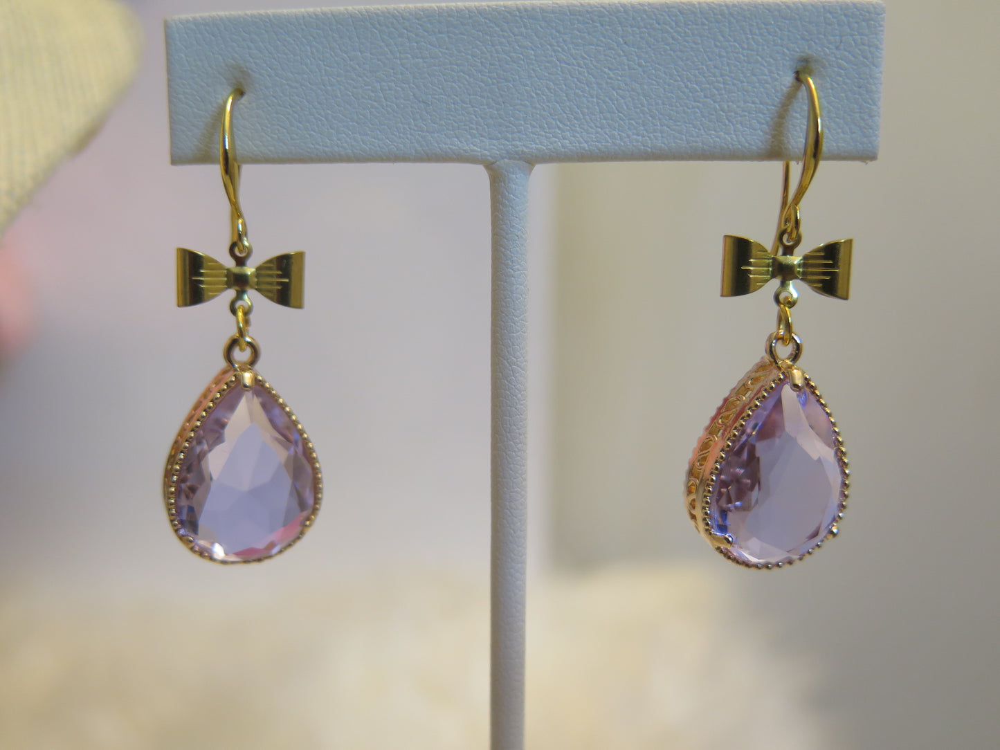 Purple Gold Necklace Earring Set/ Purple Jewelry Set/ Gold Purple jewelry Set