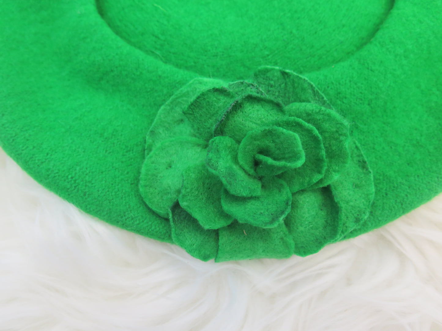 Green Flower Beret/ Green Beret/ Green French wool Beret/ Green Wool Beret/ Green Beret For Women