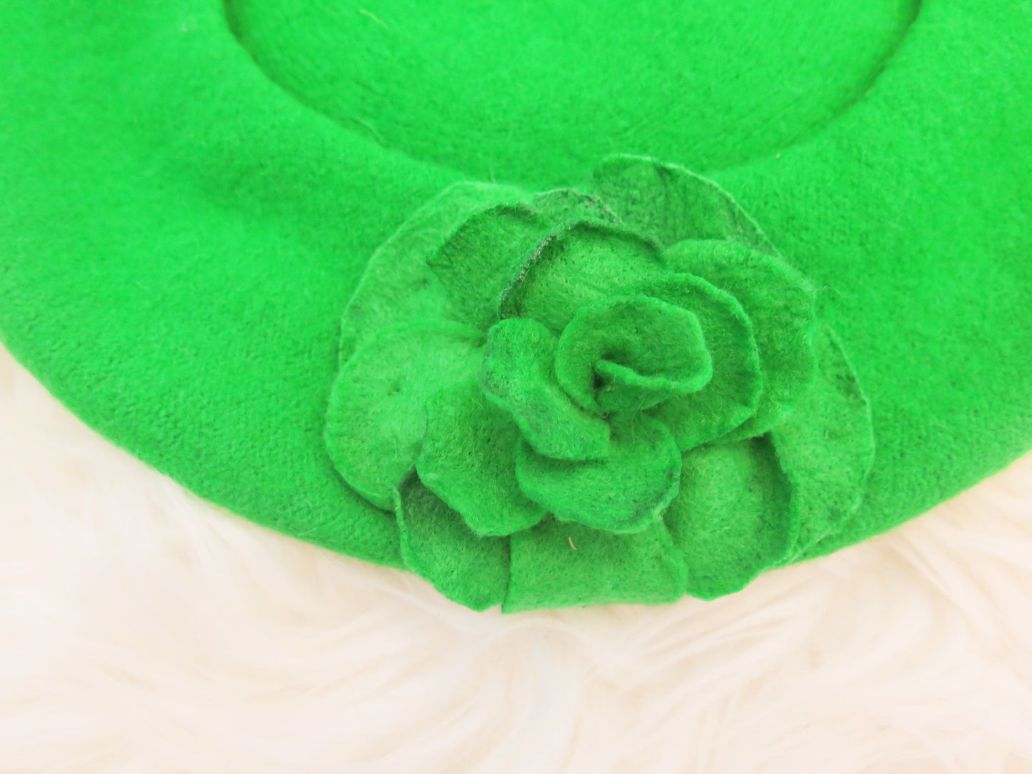 Green Flower Beret/ Green Beret/ Green French wool Beret/ Green Wool Beret/ Green Beret For Women